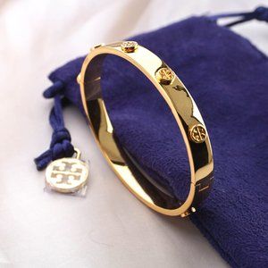 Tory Burch Miller Stud Hinge Bracelet 7MM (GOLD)